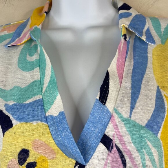 Rachel Zoe Womens Floral Linen Top NWT Large Knit Blouse Travel Vacation Cruise - Picture 13 of 13